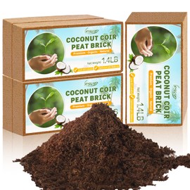Legigo Pack of 5 Organic Coco Coir Bricks- 100% Natural Compressed Coco Peat Brick Coconut Fiber Substrate with Low EC& pH Balance, Coir Plant Soil Enhance Root Growth for Herbs, Flowers, House Plants