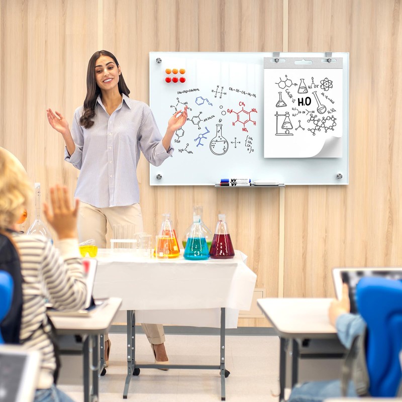 MaxGear Glass Whiteboard 36x24 Inches Wall Mounted, Magnetic White Board