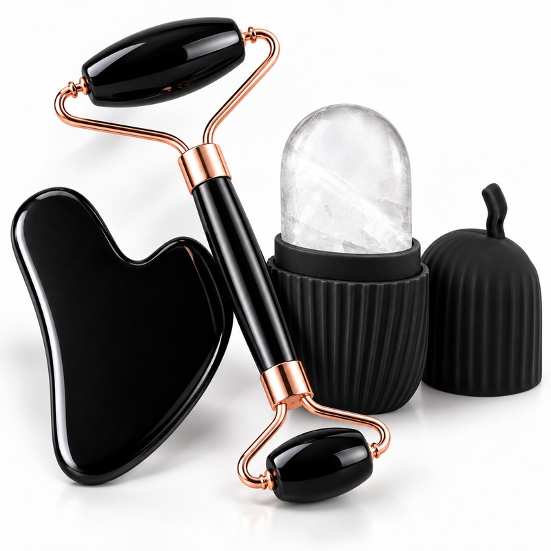 Double-Ended Face Roller for Daily Facial Massage – Dual-Size Manual