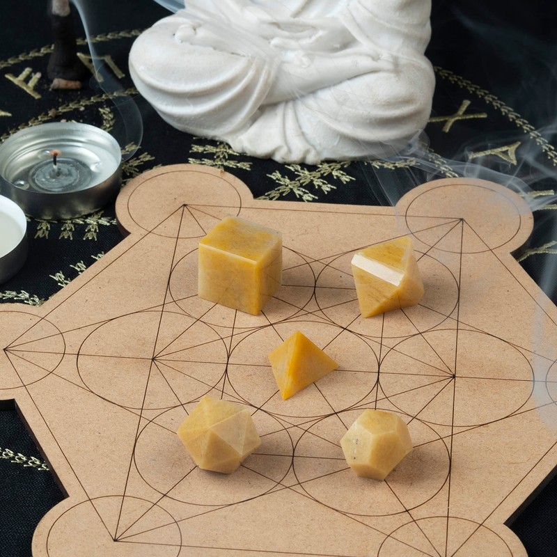 Crocon® Yellow Aventurine Platonic Solids Set 5 Pcs 15-20 mm