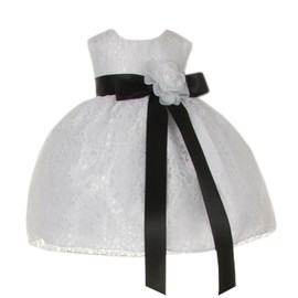Cinderella Couture Baby-Girls White Lace Dress Black Sash Wht Flw 24M X 1132B