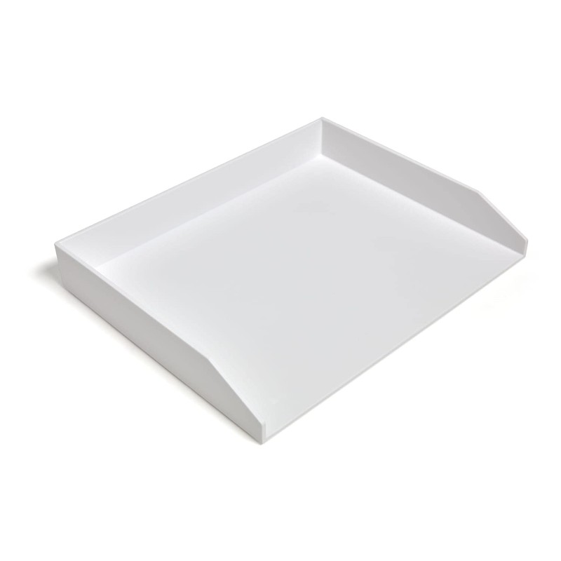 Staples TRU RED Side Load Stackable Plastic Letter Tray, White,