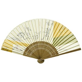 Yamamoto Hitoto Shoten Japanese Goods Kyoto Small Fan, Kyoto Sai, Birds and Beast Figurines Caricature, B Mustard, Approx. 8.3 inches (21 cm)