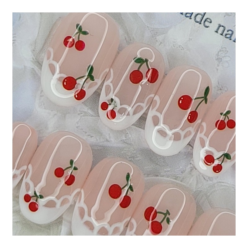 Princess Cherry Handmade Nail Tips - Stiletto M / 프린세스