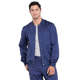 Cherokee Men Scrubs Jacket Workwear Core Stretch Snap Front Plus Size WW330, 4XL, Navy