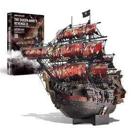 Piececool 3D Puzzles for Adults,The Queen Anne's Revenge Pirate Ship DIY Assembly Model Building Kits Great Birthday New Year Gifts