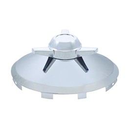 United Pacific 10160 - Axle Hub Cap - Front, Universal Chrome, With 3 Bar Straight Spinner - 7/16" Lip