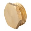 Brass plug, 3/4 inch, male thread, pipe plug. hexagonal, end