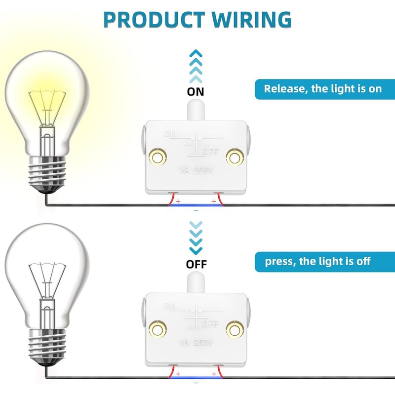 Greluma 10Pcs Cabinet Door Switch Cabinet Lamp Switch 250V 1A