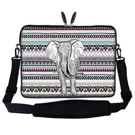 Meffort Inc 15 15.6 inch Neoprene Laptop Sleeve Bag Carrying Case with Hidden Handle and Adjustable Shoulder Strap - Elephant Wave Pattern