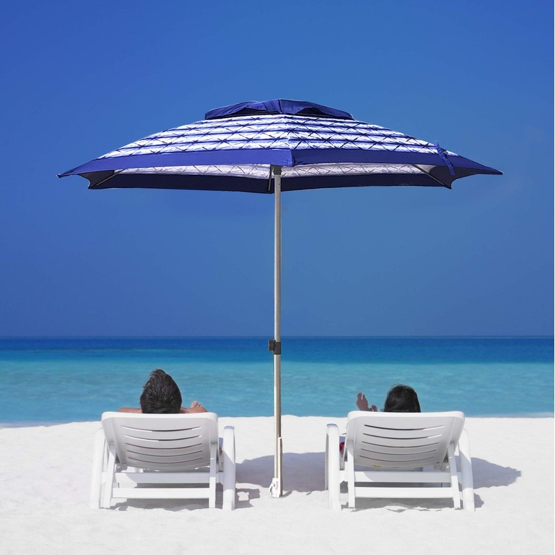 AMMSUN 8ft Fiberglass Ribs Commercial Grade Patio Beach Umbrella with
