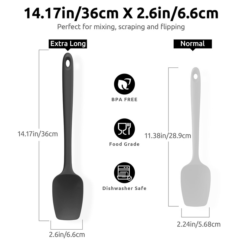 U-Taste Extra-Long 600ºF Heat Resistant Spatula Spoon: 14" Silicone Spoonula