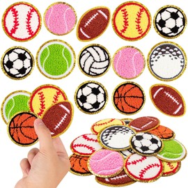 18 Pcs Sports Iron on Patche, Iron on Patches Girls Boy Sports, Baseball Softball Football Basketball Iron on Patches for Embroidered DIY Accessory Clothes Jackets Backpack