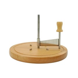 Fackelmann 56773 Cheese Slicer with Wooden Plate, Monk's Head Girolle, Cheese Cutter, Rotating, Wood, Stainless Steel, 22 x 12.5 cm