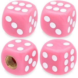 MEAJOO 4PCS Dice Tire Valve Stem Caps, Waterproof Airtight Car Wheel Tire Air Caps Universal Tire Valve Stem Covers for Cars, SUV, Trucks, Bikes, Motorcycles, Bicycles(Pink)
