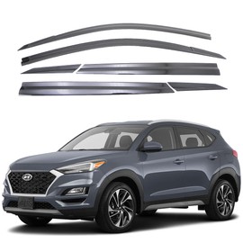 AUTOCLOVER Tape-On Rain Guards Window Visors 6 Pcs Set for Hyundai Tucson 2016 2017 2018 2019 2020 2021 / Window Deflectors, Out-Channel Vent Shades (Smoked)
