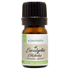 GreenHealth Eucalyptus Essential Oil – 1/6 fl oz (5 ml) Amber Glass Bottle w/Euro Dropper – 100% Pure Essential Oil
