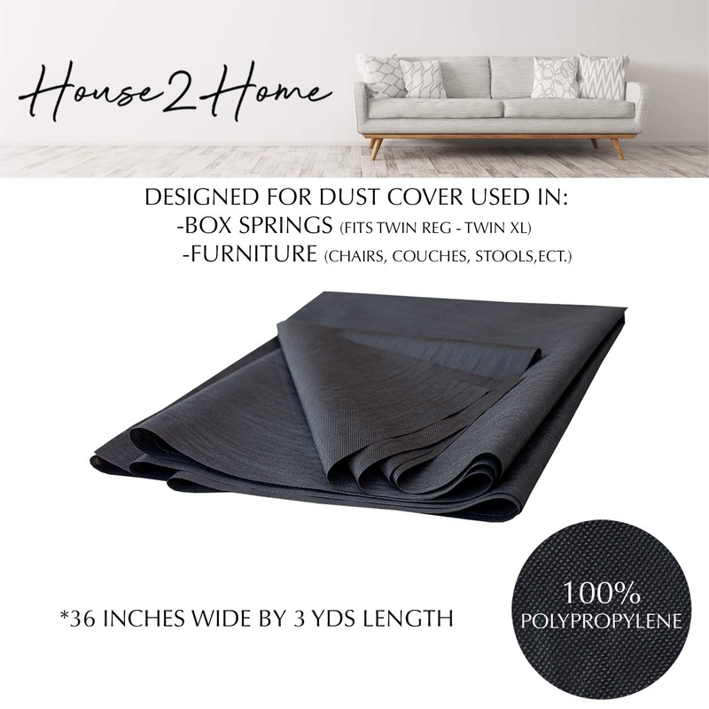 House2Home 36 Inch x 3 Yard Upholstery Black Cambric Dust