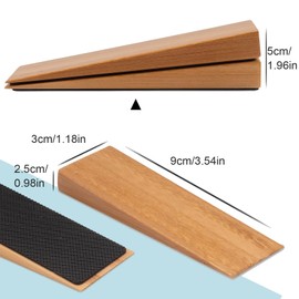 SSKHE Wooden Door Stop,2 PCS Doorstops Wedge Non Slip Fixed Door Stopper Base with Rubber for All Types of Doors