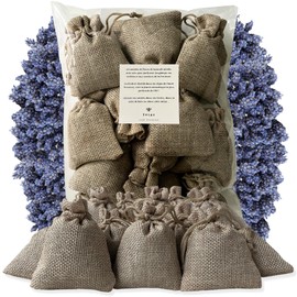 Kwigs Getrocknete Lavendelsäcke, Origine Provence, 12 Beutel aus Jute, gefüttert, 120 g, trockener Lavendel, hergestellt in Haute Provence, ohne GVO, Beutel für Schränke, Kleiderschrank, Stoff