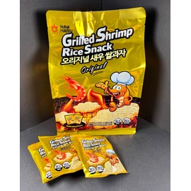 Han Maru Grilled Shrimp Rice Snack, Original Flavor, Korean Snacks, 24 Individual Packs