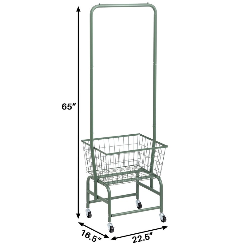 ALIMORDEN Laundry Cart with Clothes Rack, Rolling Laundry Butler with