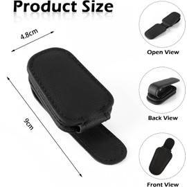 Frogetu Car Glasses Holder, Car Sunglasses Holder, Magnetic Leather, Universal Glasses Holder, Car Accessories Interior, Glasses Holder for Car Sun Visor, Glasses Clip Sun Visor Holder Car