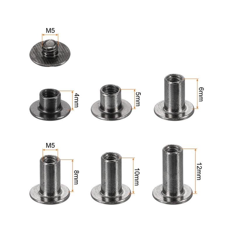 sourcing map 90 Sets Chicago Screw Rivets Metal Phillips Head