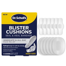 Dr. Scholl’s Blister Cushions Seal & Heal Bandage for Feet, Toes, Heels & Hands, 12 ct - Blister Prevention Pads, Hydrogel Technology Protects from Painful Shoe Pressure & Rubbing, Water-Resistant