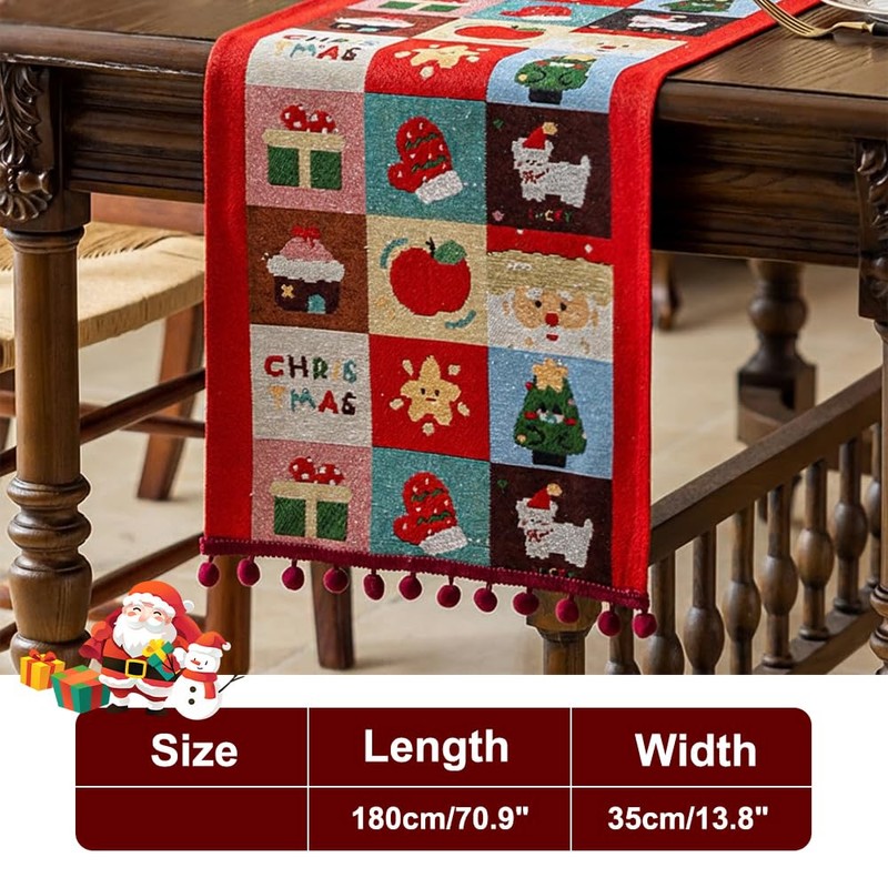 Christmas Table Runner, 14x71in Soft Xmas Winter Table Scarf with