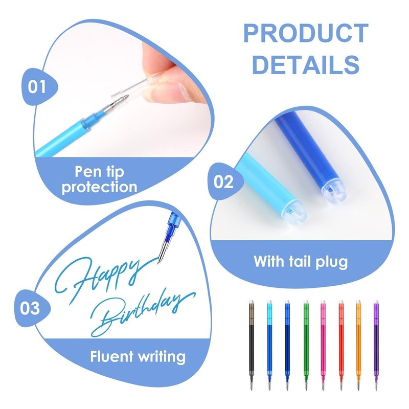 40pcs 0.7 mm Erasable Gel Ink Pen Refills Compatible with