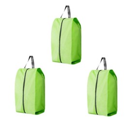 DACUAN 3 Pack (Green) Folding Shoe Bags for Travel with Zipper Closure, Waterproof Shoe Storage Bag with Handle, Washable Shoe Organizers Packing Cubes for Gym Women Men