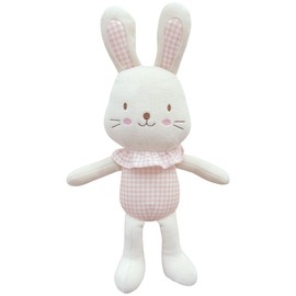 Super Soft Organic Cotton Baby First Friend, Attachment Doll for Baby, Pillow Buddy, Plush Animal Toys, Stuffed Animal Bunny, Chubby Cheeks Frill Bunny (Cherry Blossom)