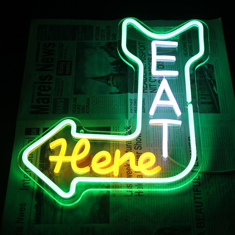 Eat Here Neon Sign Kitchen Neon Signs for Wall Decor