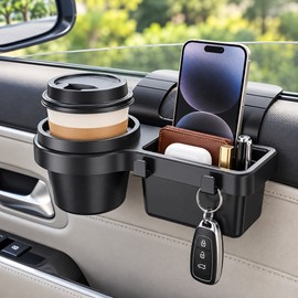 Car Cup Holder & Phone Organizer for Side Door Storage – Black Hanging Pocket Tray for Vehicle Interior Accessories