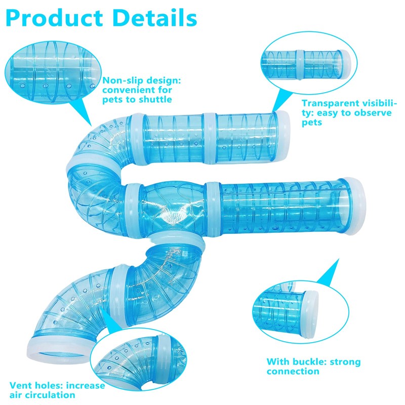 8PCS Hamster Tunnel Tube DIY Assorted Toy Transparent Adventure Pipe