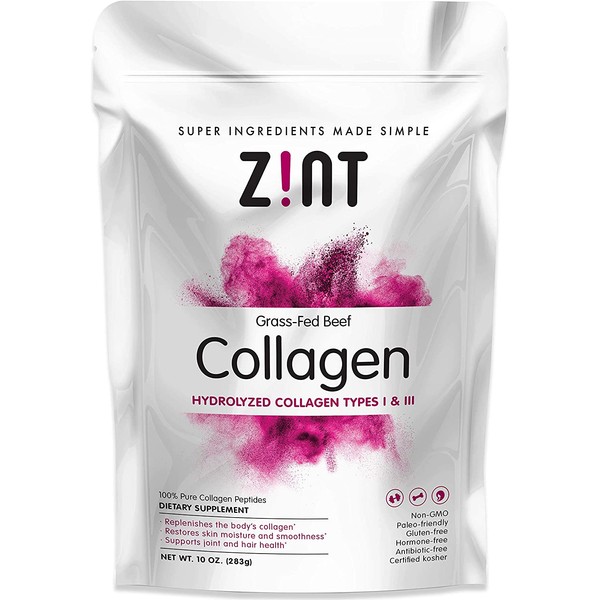 Zint Collagen Peptides Protein Powder | Natural Collagen Booster | Joint Supplements for Men & Women, 10 oz