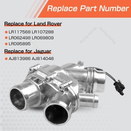 Htostar Racing Aluminium Thermostat Assembly w/Sensor Compatible with Land Rover LR4 Discovery Range Rover Sport Velar, Compatible with Jaguar F-Type F-Pace XF XE XJ 3.0 2014-20 Replace for LR117568