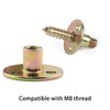 4pcs Furniture Mounting Plate Three-Hole Cylindrical Iron Plate Nut for
