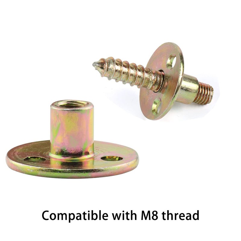 4pcs Furniture Mounting Plate Three-Hole Cylindrical Iron Plate Nut for