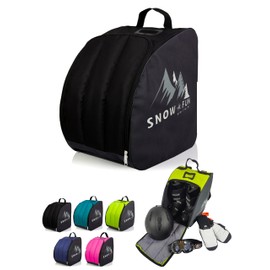 Children's Ski Boot Bag [Ski Shoe Bag for Kids] Ski Boats Backpack Integrated Stand Space for Boots Helmet Ski Goggles Gloves Children's Ski Boot Backpack (Black/Black)