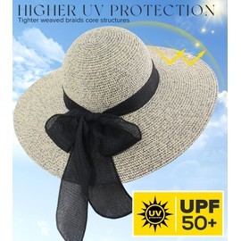 Beach Hats for Women, Straw Sun Hat with Wide Brim, Summer Floppy Beach Hats for Women, Packable Floppy Straw Garden Hat