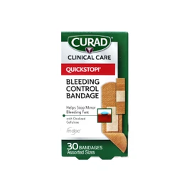 Curad Quickstop Instant Clotting Technology Flex-Fabric Bandages, Assorted Size, 30 Count, 3 Pack, 90 Count