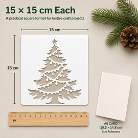 16 Christmas Stencils, 15 x 15 cm Tree and Forest Craft Templates
