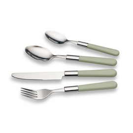 Echtwerk Bistro Cutlery Set with Plastic Handles, Camping Cutlery, Picnic Cutlery, Lightweight Travel Cutlery, Outdoor Cutlery for Outdoor Barbecue, Up to 4 People, 18/0 Stainless Steel, Green