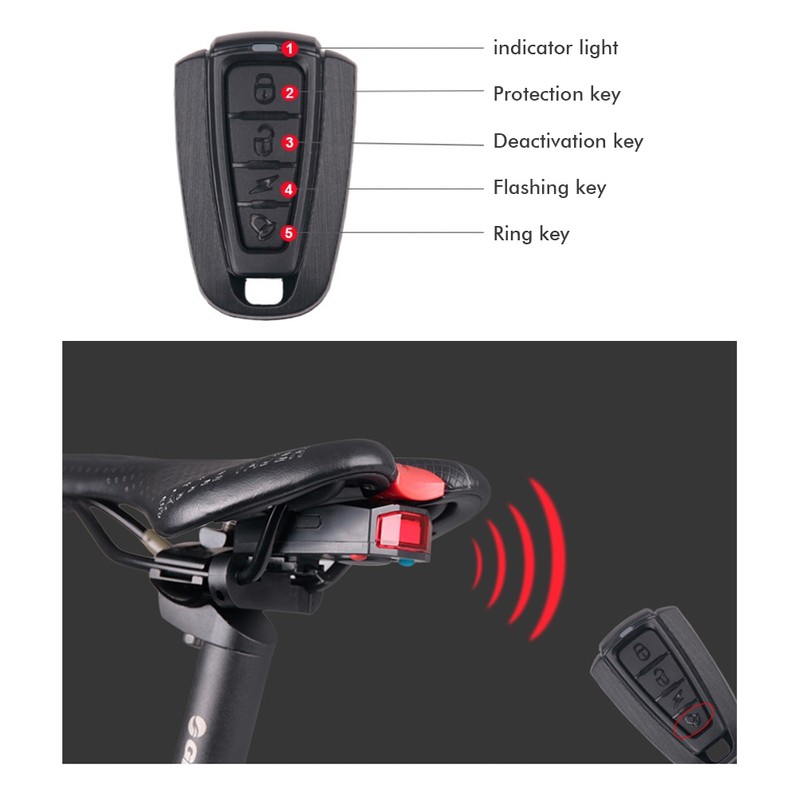 Bike Tail Light USB Rechargeable Smart Bike Tail Light Wireless