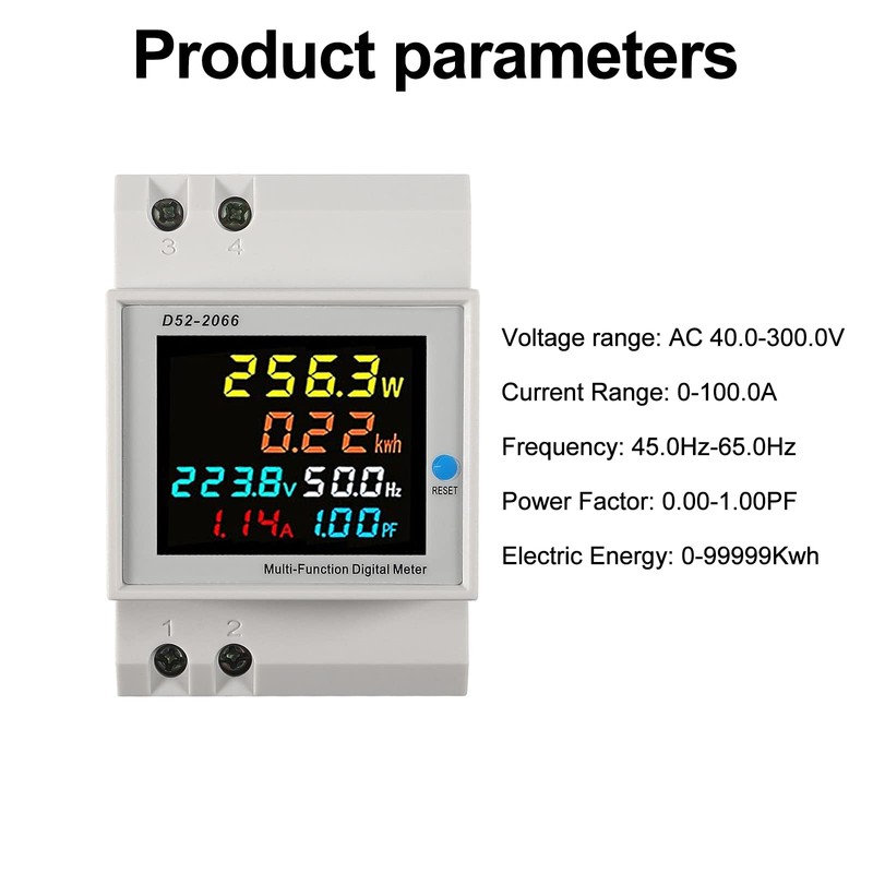 AC Power Meter Digital Voltmeter Ammeter AC 40-300V 100A Din