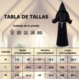 Meeyoga Disfraz Monje Túnicas Disfraz Mago Sacerdote, disfraz cosplay，capa de vampiro con capucha para Halloween, Navidad, fiesta temática de Navidad
