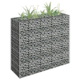 vidaXL Gabion Raised Bed Flower Bed Plants Garden Patio Outdoor Backyard Planter Galvanised Steel 90 x 30 x 90 cm