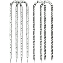 12-Inch U-Shaped Rebar Tent Stakes (4-Pack) – Heavy-Duty Ground Anchors for Outdoor Tents, Tarps, Canopies & Shelters – Windproof, Corrosion-Resistant – Gardening, Camping, Beach, Decorative Stakes